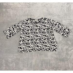 Chalet Et Ceci Women's Polka Dot Top Size S Black White 3/4 Sleeve Workwear
